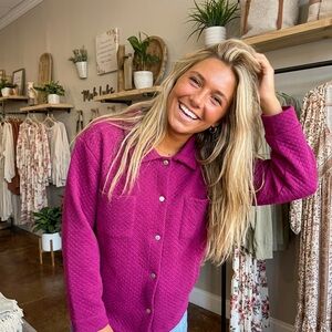 Muk Luks Ted quilted snap front with collar and long sleeve snap cuffs